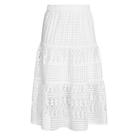 💕DIANE VON FURSTENBERG DVF💕 Tiana Lace Floral Skirt ~ White 2 NWT - Picture 9 of 16
